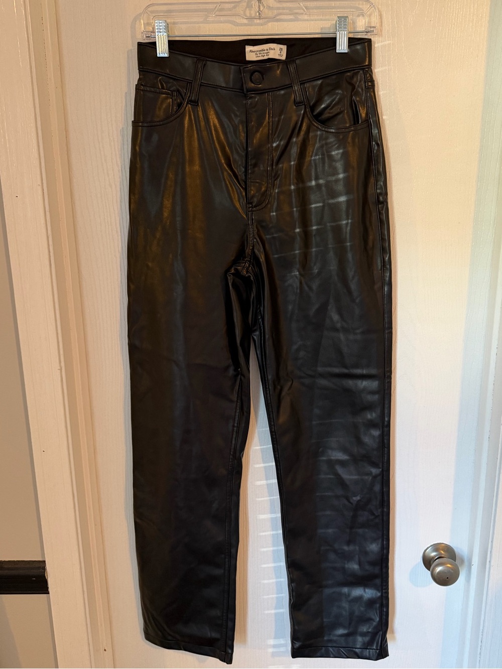 Abercrombie & Fitch Black Faux Leather Ultra High-Rise Pants